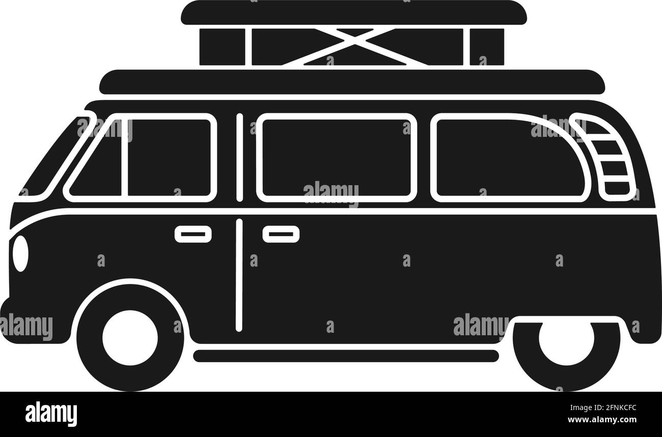 Fourgonnette pop top camping-car ou camping-car de voyage pour la vie de la fourgonnette dans l'icône de vecteur Illustration de Vecteur