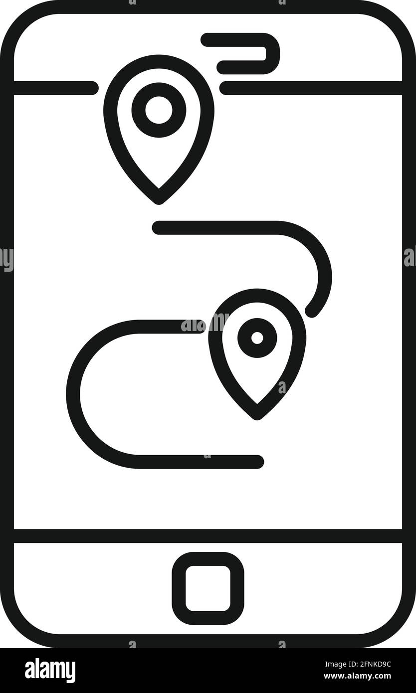Icône d'itinéraire pour smartphone Hitchranking, style de contour Illustration de Vecteur