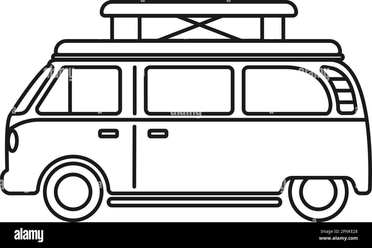 Fourgonnette pop top camping-car ou camping-car de voyage pour la vie de la fourgonnette dans l'icône de vecteur Illustration de Vecteur