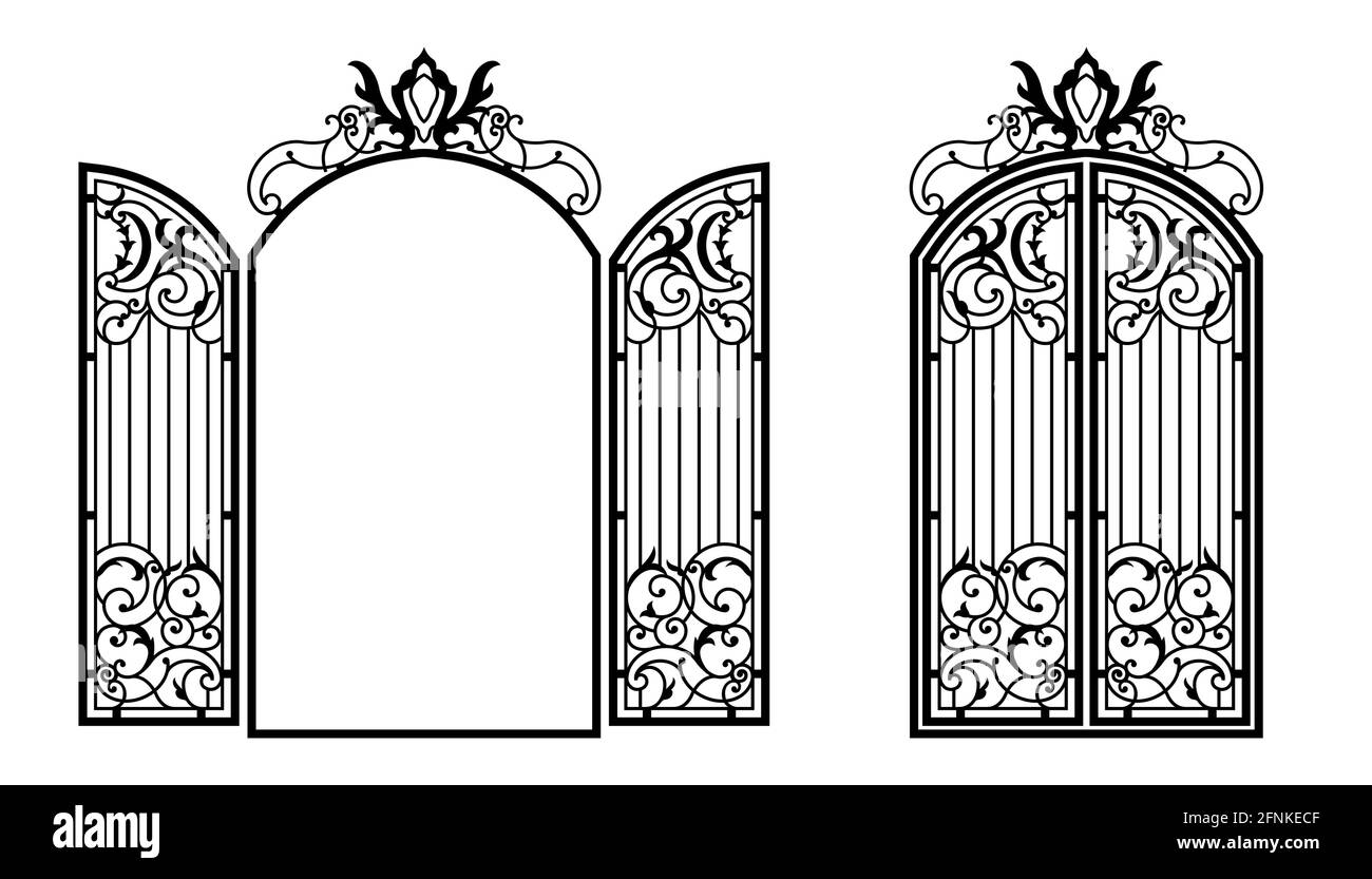 Silhouette d'une ancienne porte.élément architectural décoratif pour la découpe au laser. Illustration vectorielle Illustration de Vecteur