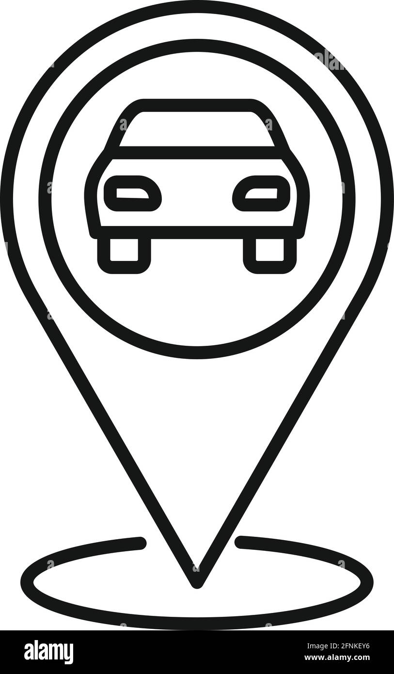 Icône d'emplacement de voiture de randonnée, style de contour Illustration de Vecteur
