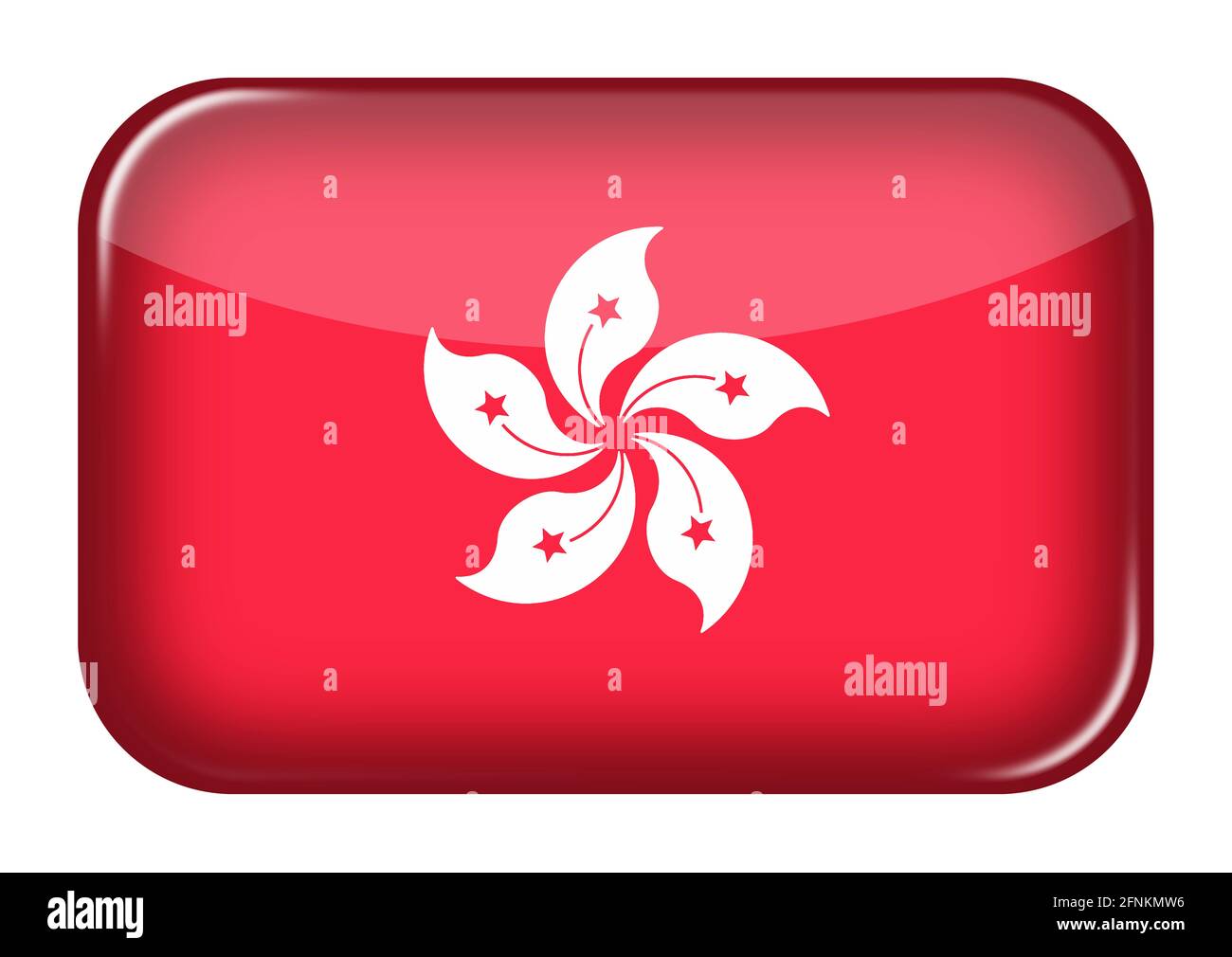 Bouton rectangle d'icône web Hong Kong avec masque 3d illustration Banque D'Images