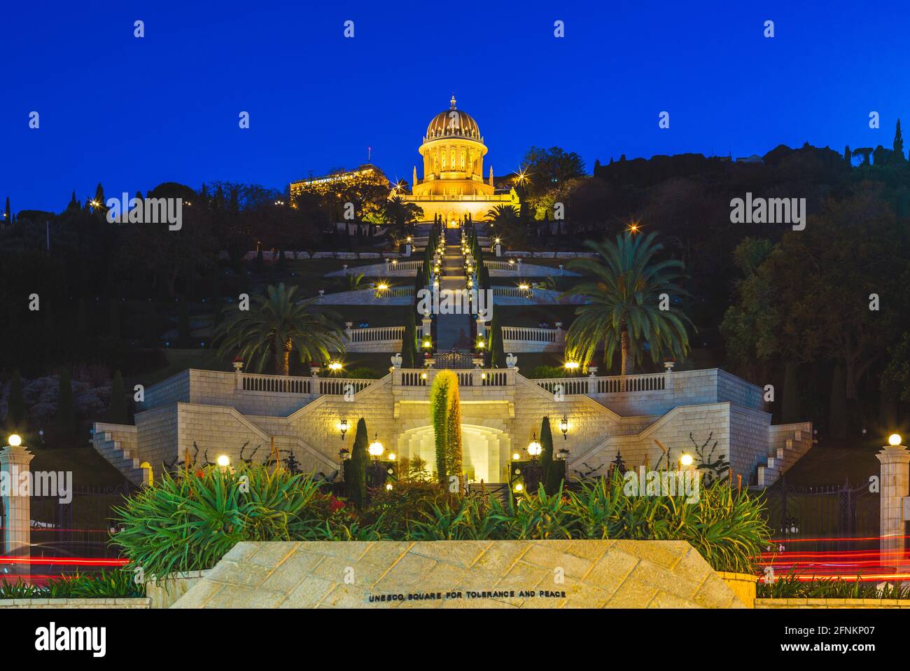 Jardins suspendus de Haïfa, Terrasses de foi Baha'i Banque D'Images