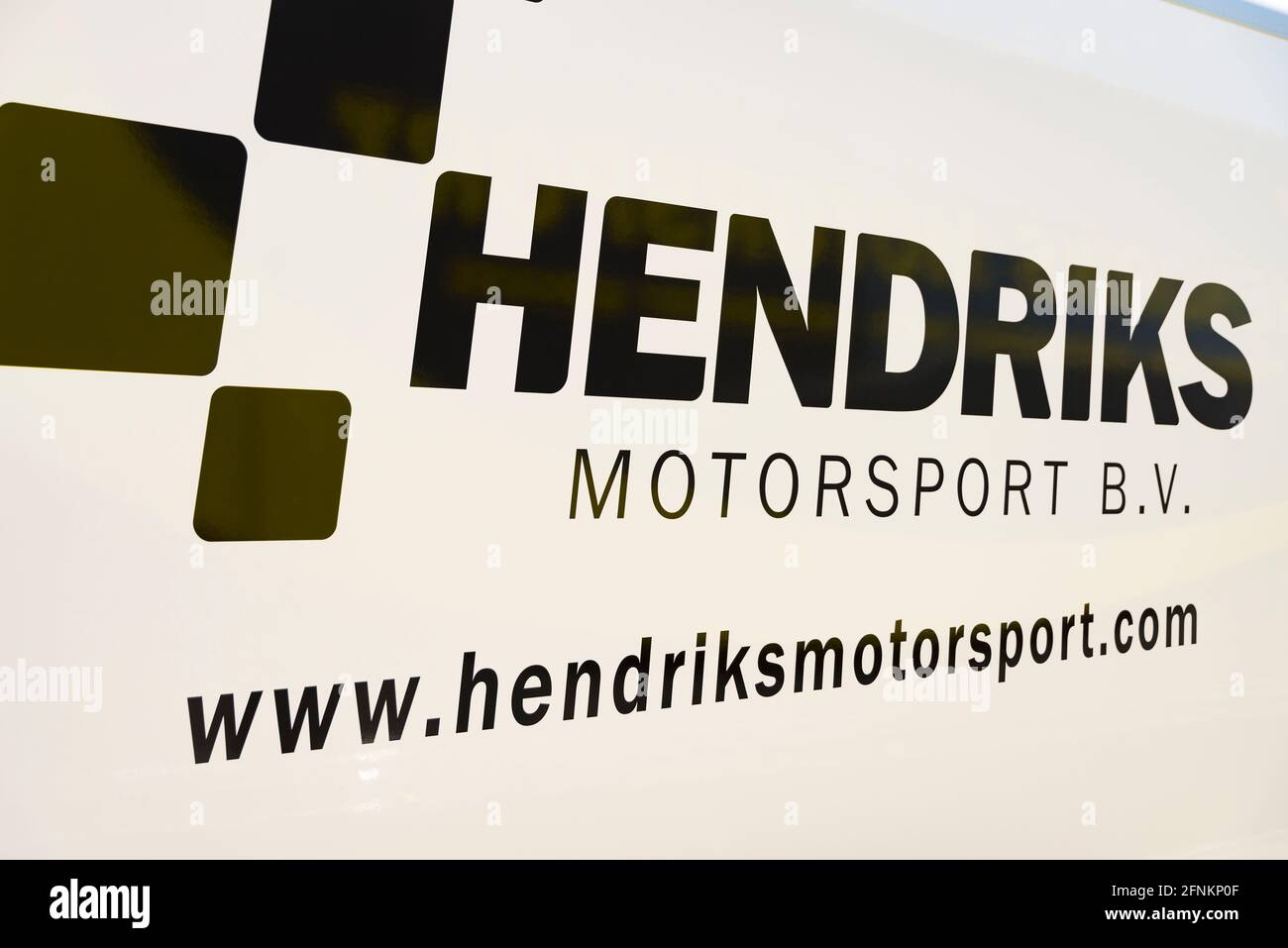 Valence, Espagne. 16 mai 2021. Logo Hendriks vu au circuit Ricardo Tormo. Crédit : SOPA Images Limited/Alamy Live News Banque D'Images