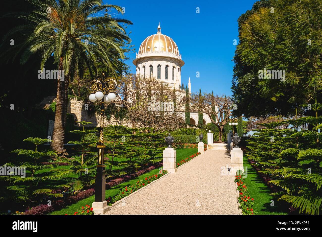 Sanctuaire du bab dans les jardins suspendus de Haïfa israël Banque D'Images