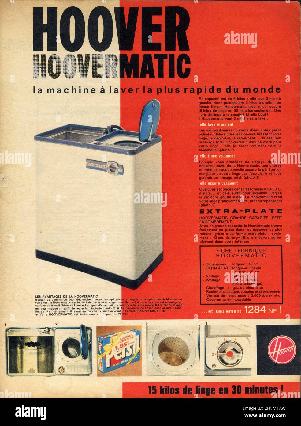 Publicité ancienne.HOOVER HOOVERMATIC la machine à laver la plus rapide au  monde Photo Stock - Alamy