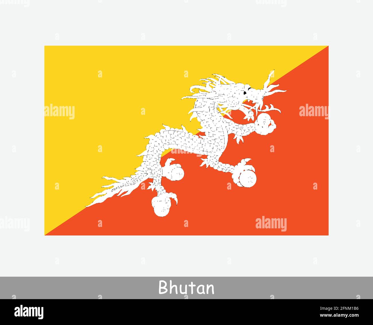 Drapeau national du Bhoutan. Drapeau bhoutanais. Royaume du Bhoutan bannière détaillée. Fichier de découpe d'illustration de vecteur EPS Illustration de Vecteur