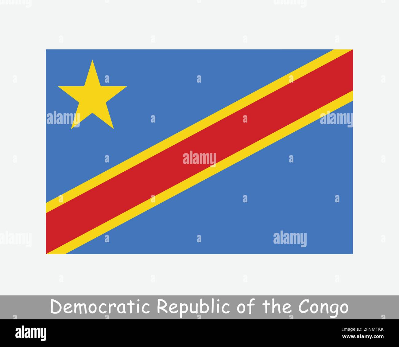 Drapeau national de la République démocratique du Congo. Drapeau de pays Congo-Kinshasa RDC bannière détaillée. Fichier de découpe d'illustration de vecteur EPS Illustration de Vecteur