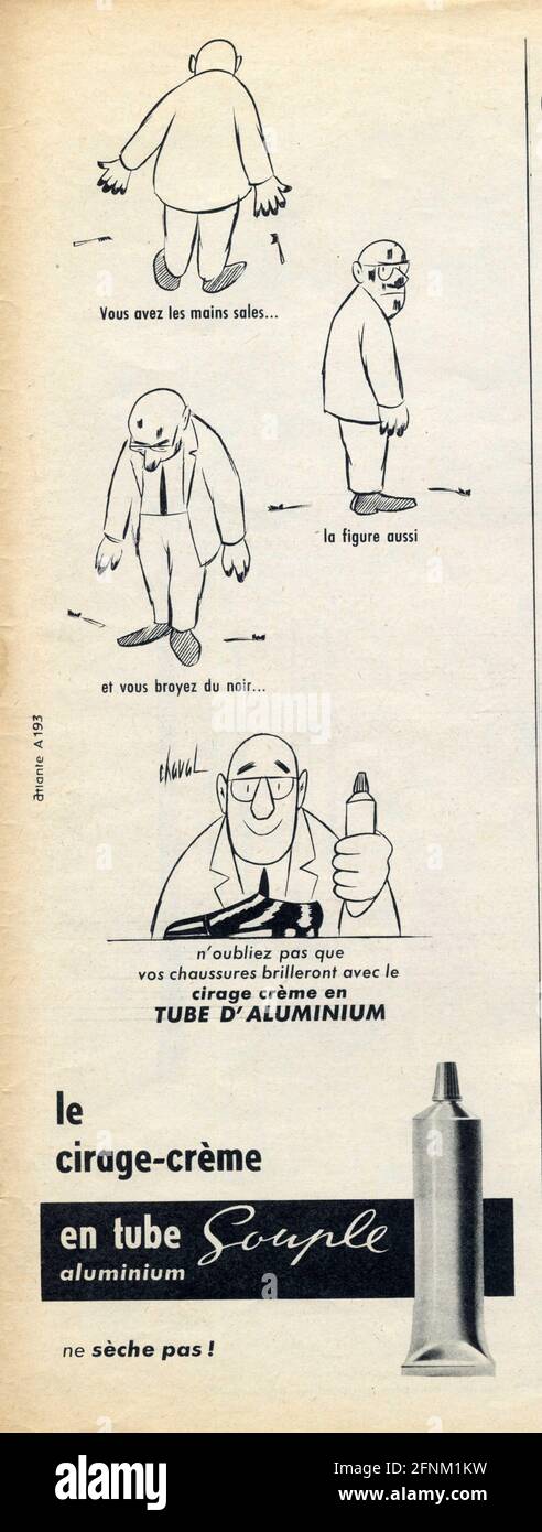 Publicité ancienne. Le cercle-crème en tube aluminium souple Banque D'Images