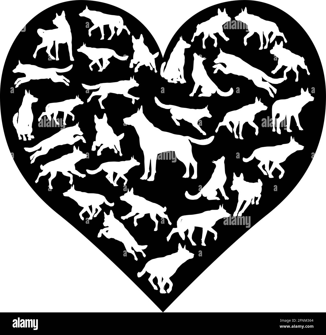 Coeur de Chien alsacien allemand Shepard Concept Illustration de Vecteur