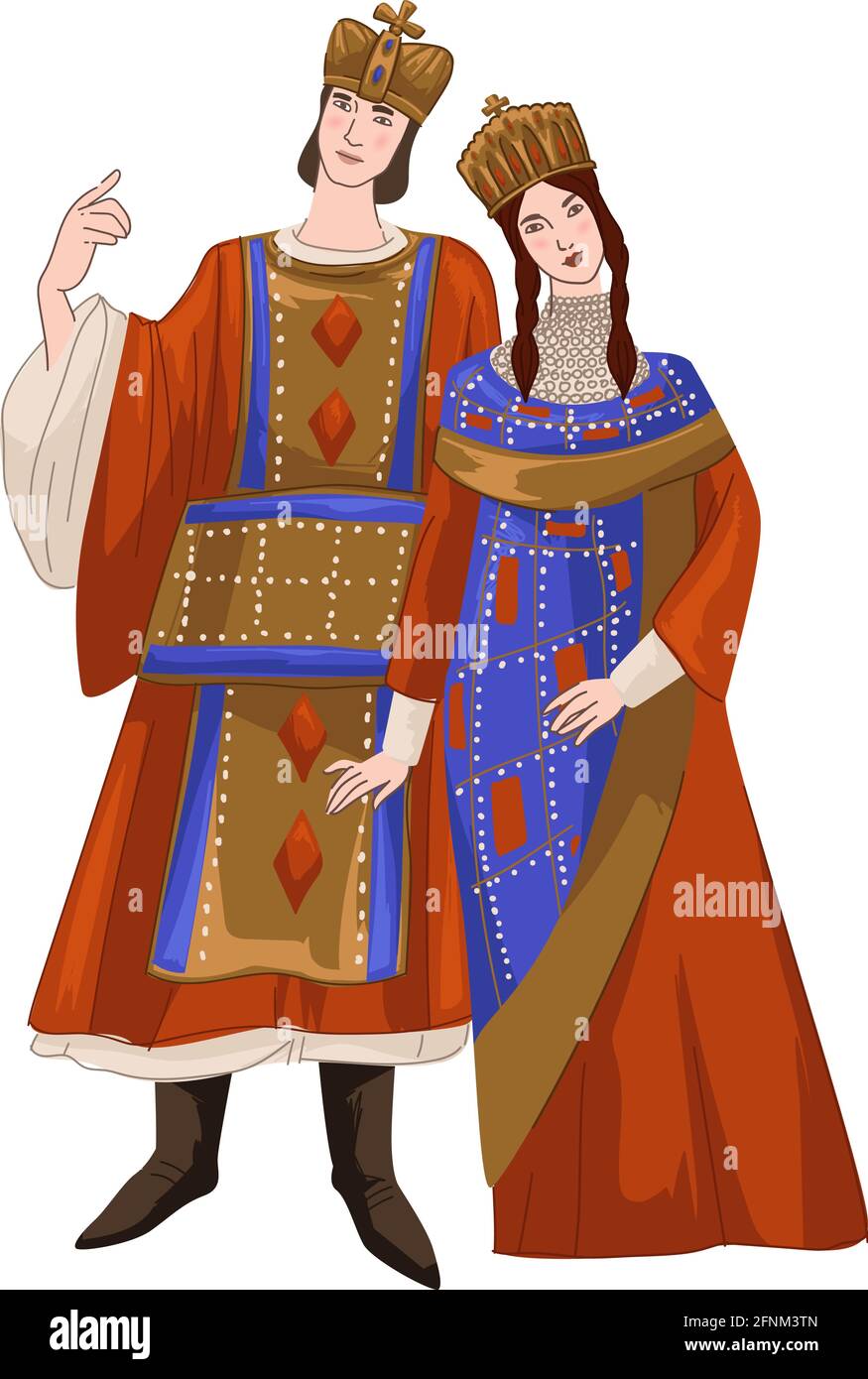 Homme et femme portant un costume byzantin traditionnel Illustration de Vecteur