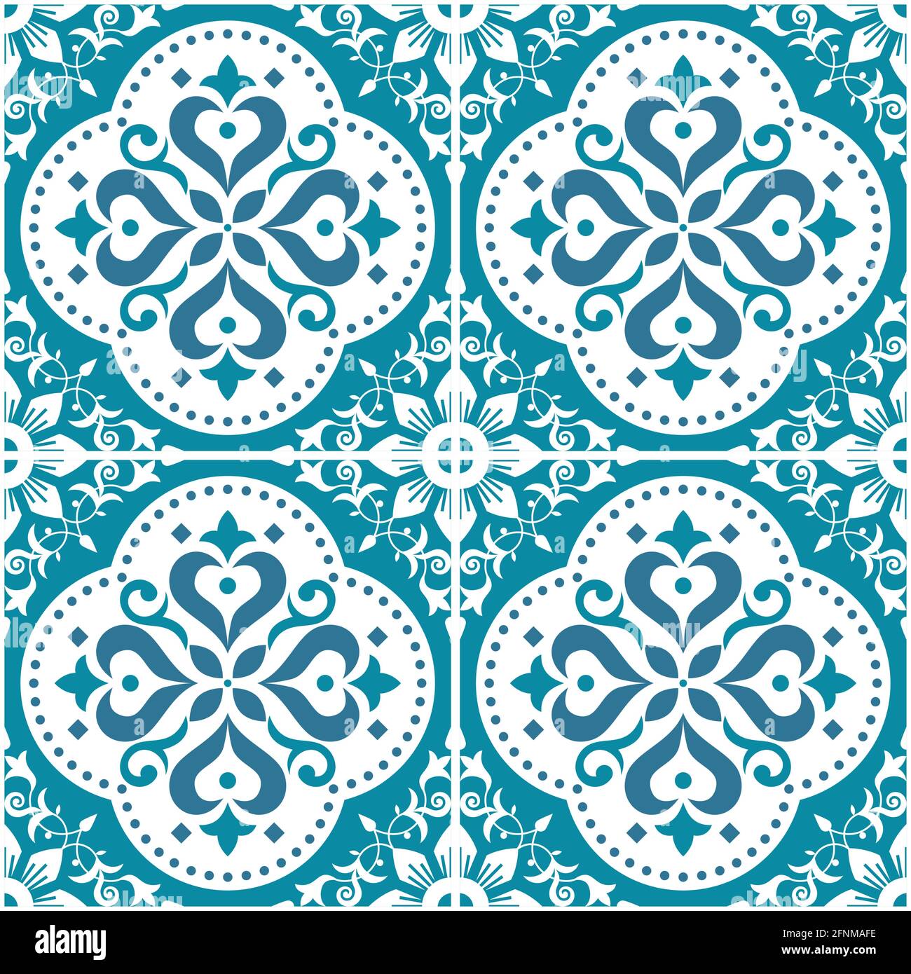 Lisbonne, style portugais Azulejo mosaïque sans couture motif vectoriel, papier peint à répétition ou textile, imprimé en tissu avec fleurs Illustration de Vecteur