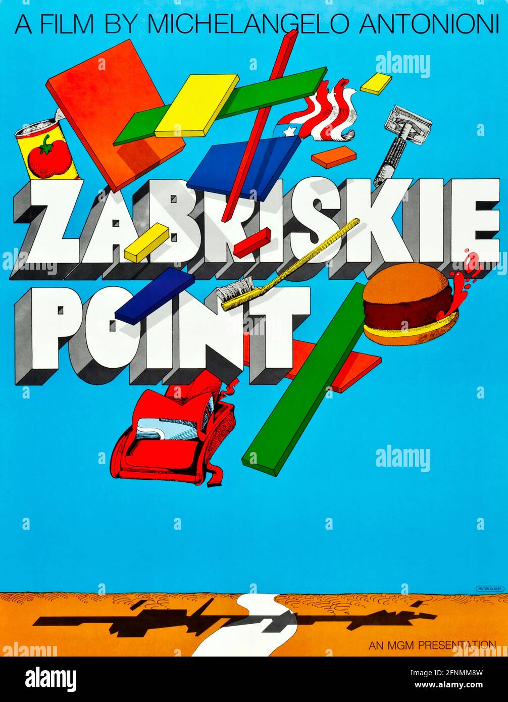 Milton Glaser a conçu une affiche pour le film des années 1970, Zabriskie point. Banque D'Images