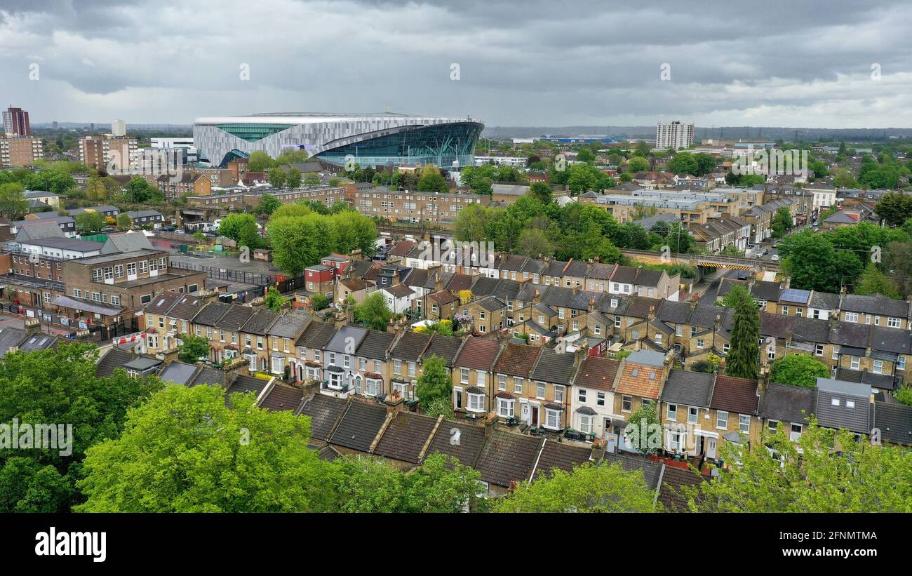 Vue aérienne du stade Tottenham Hotspur, stade du club de football Tottenham Hotspur au nord de Londres N17 OBX Britain, Royaume-Uni Banque D'Images