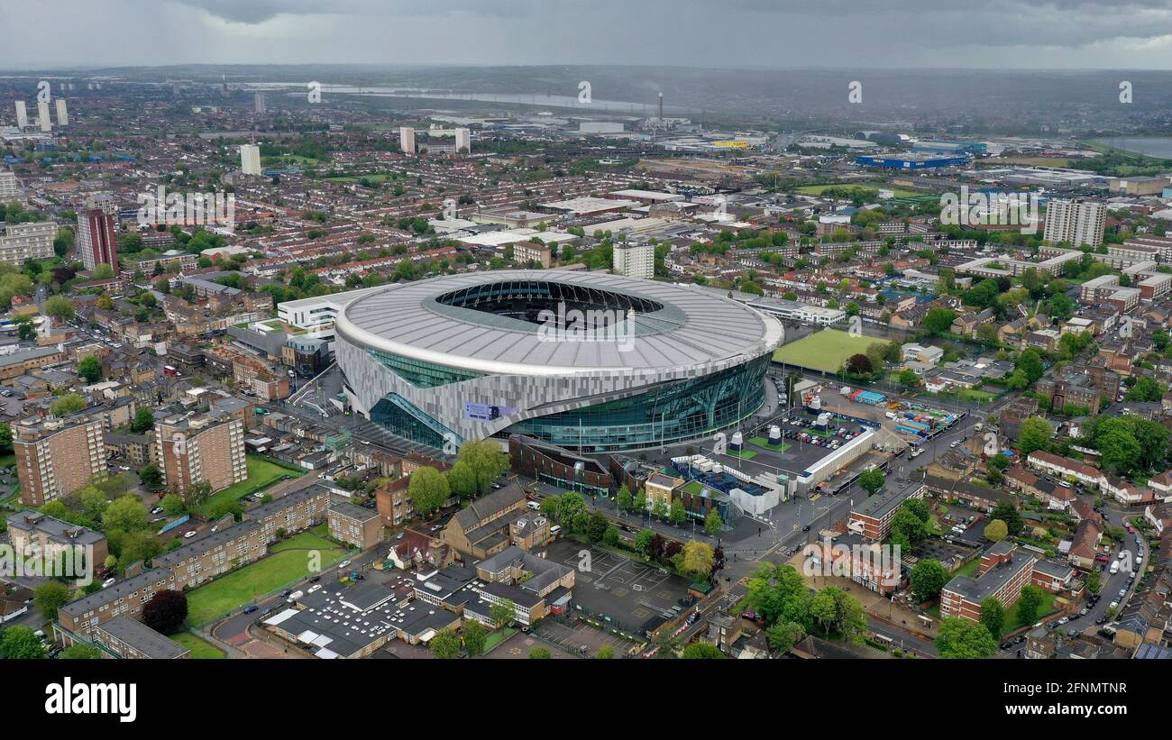 Vue aérienne du stade Tottenham Hotspur, stade du club de football Tottenham Hotspur au nord de Londres N17 OBX Britain, Royaume-Uni Banque D'Images