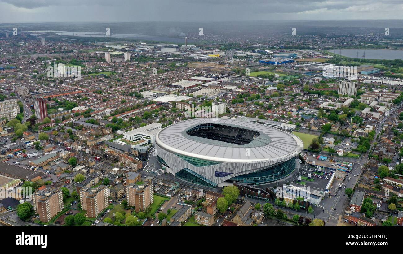 Vue aérienne du stade Tottenham Hotspur, stade du club de football Tottenham Hotspur au nord de Londres N17 OBX Britain, Royaume-Uni Banque D'Images