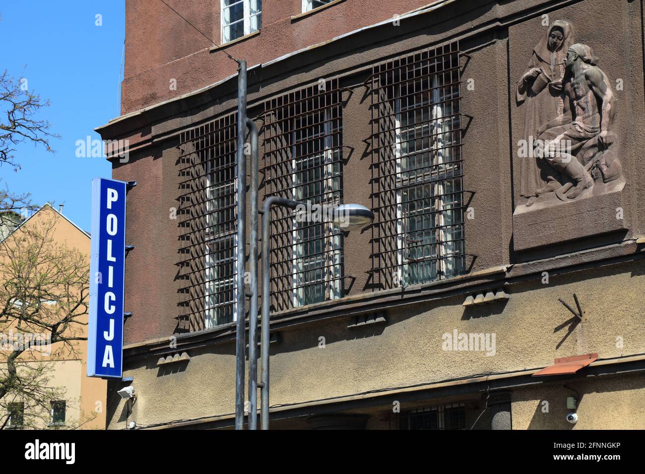 Gliwice ville en Pologne. Ancien bâtiment du poste de police. Police polonaise - Policaja. Banque D'Images