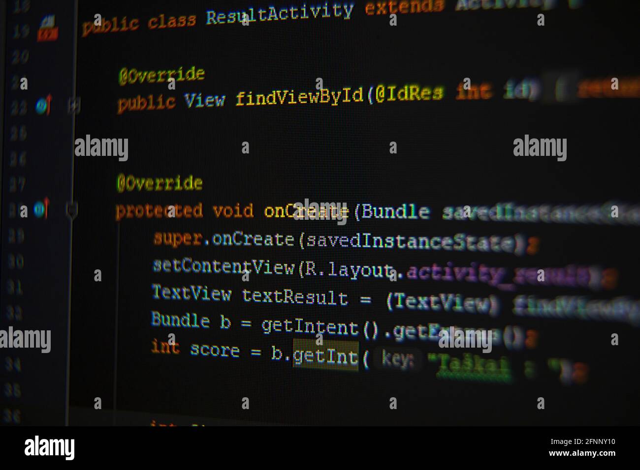Code Java Android sur l'écran du moniteur Banque D'Images