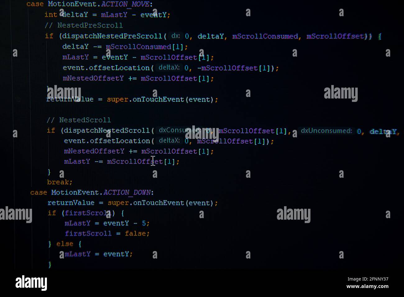 Programmation du code source Java Android à l'écran Banque D'Images