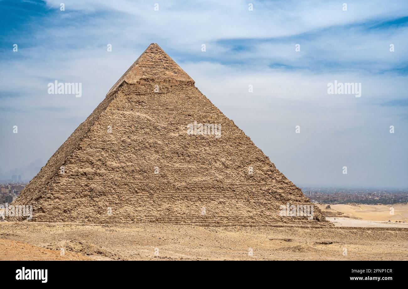 Pyramide de Khafre deuxième plus grande ancienne pyramide égyptienne. Situé à côté du Grand Sphinx, ainsi que des pyramides de Cheops Khufu et Mikerin Menka Banque D'Images