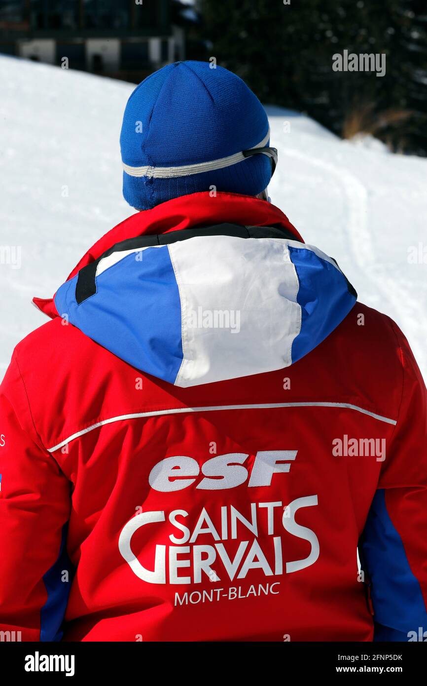 Ecole de ski Franais ( ESF ). Saint-Gervais. France. Banque D'Images