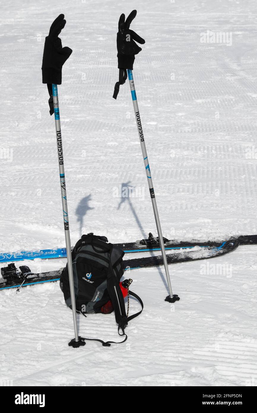 Piste de ski pendant le maintien. Pandémie Covid-19. Saint-Gervais. France. Banque D'Images