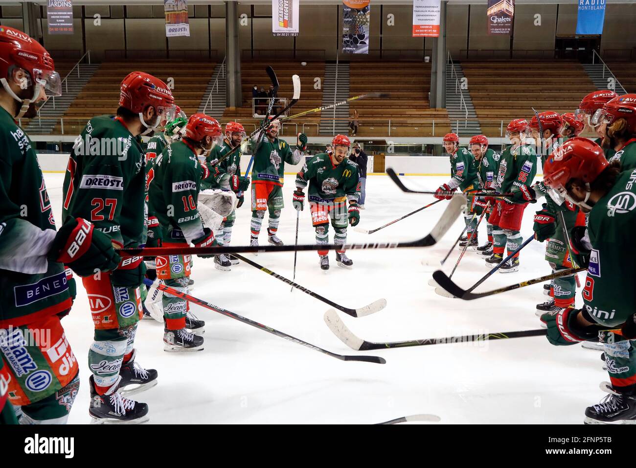 Match de hockey sur glace. Équipe de hockey. HC Mont-blanc. France. Banque D'Images