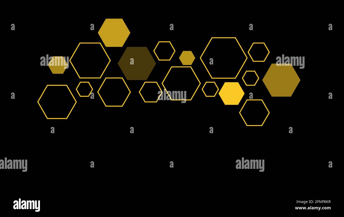 Illustration de l'hexagone jaune sur fond sombre Illustration de Vecteur