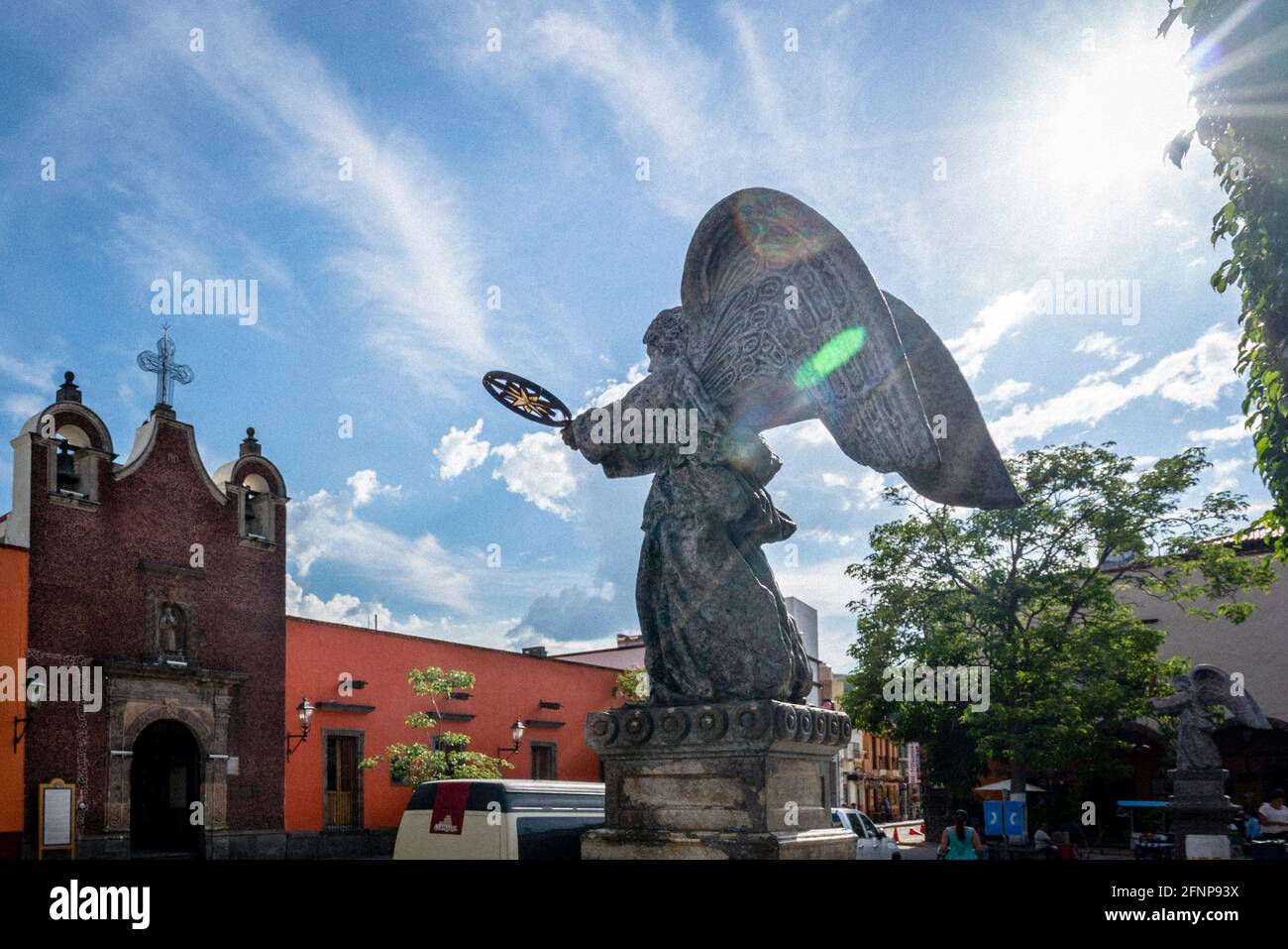 Une sculpture d'angle sur une église catholique au centre De la ville à Tequila dans l'État de Jalisco au Mexique Banque D'Images