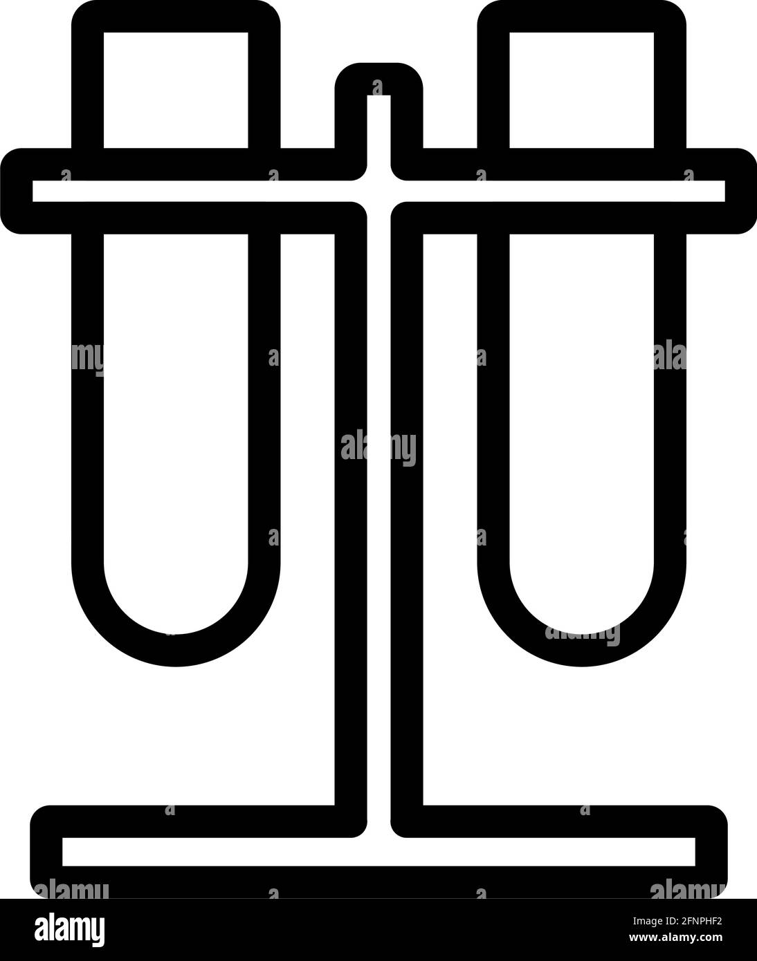 Flacons de laboratoire fixés à l'icône du statif. Conception de contour gras modifiable. Illustration vectorielle. Illustration de Vecteur