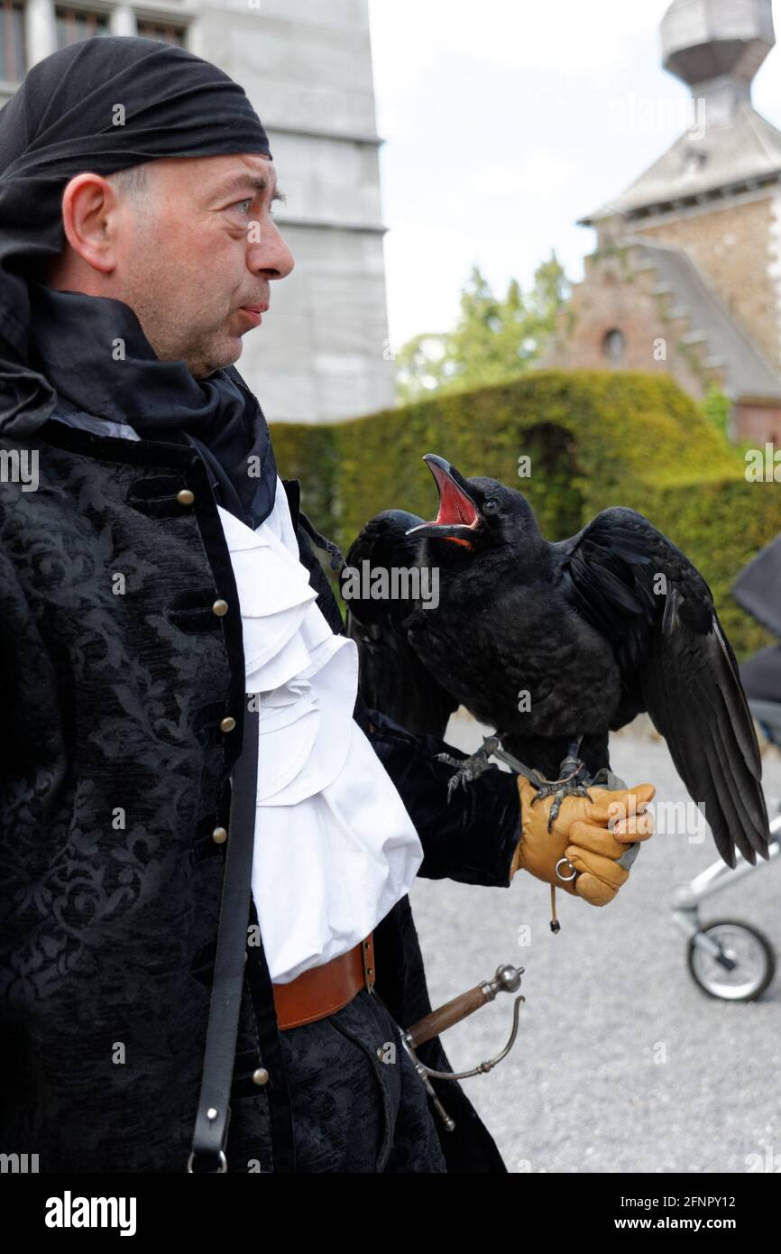 Une tête médiévale au château de Jehay, Liège Belgique Banque D'Images