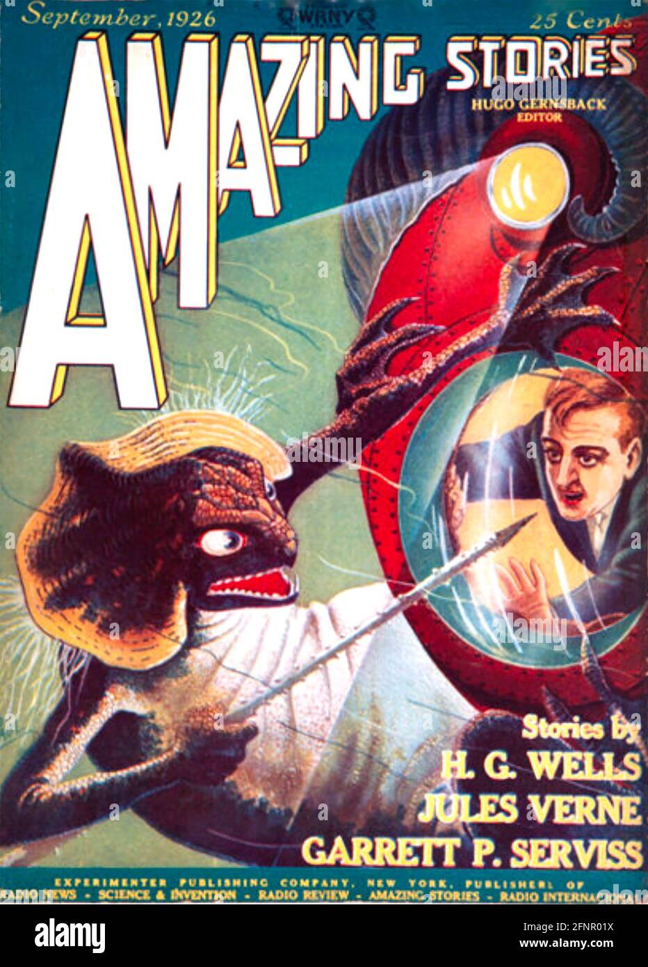 HISTOIRES INCROYABLES édition de septembre 1926 du magazine américain de science-fiction fondé par Hugo Gernsback en avril de la même année. Ce numéro contient une histoire de H. G. Wells Banque D'Images