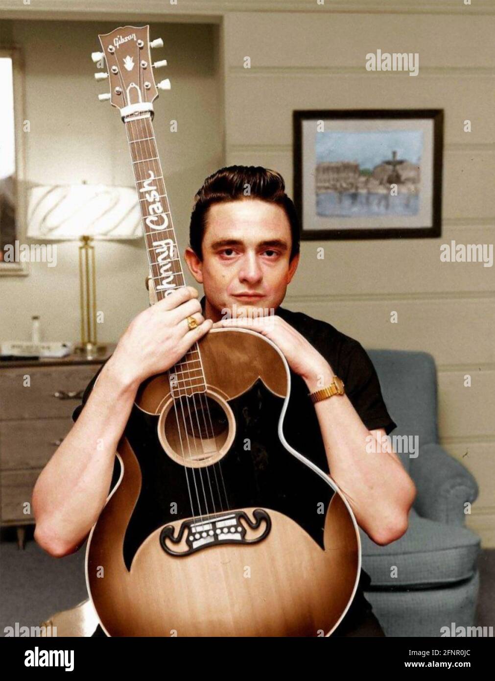 JOHNNY CASH photo promotionnelle du musicien de pays américain vers 1965 Banque D'Images