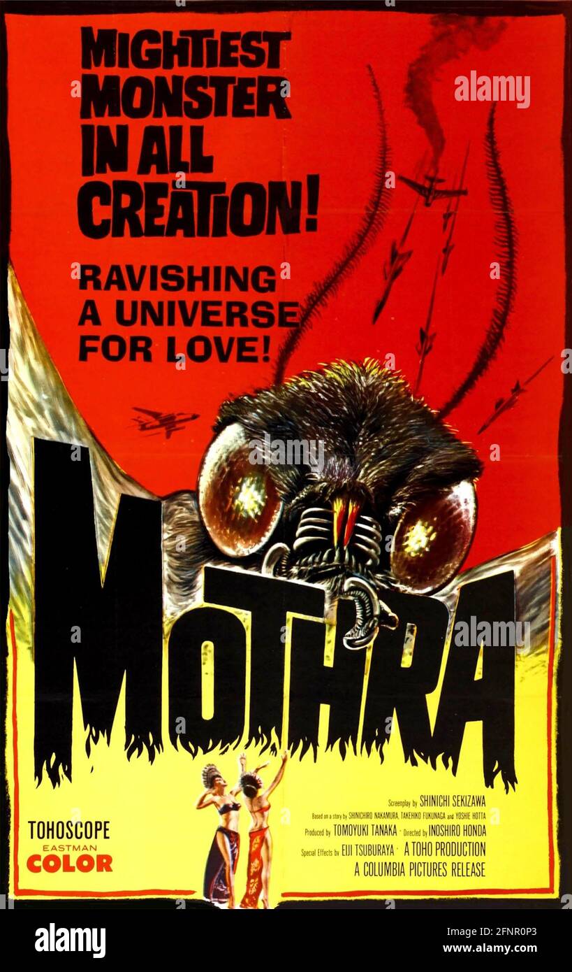 MOTHRA 1961 Toho Studios kaiju film. Affiche de la version américaine de 1962. Banque D'Images