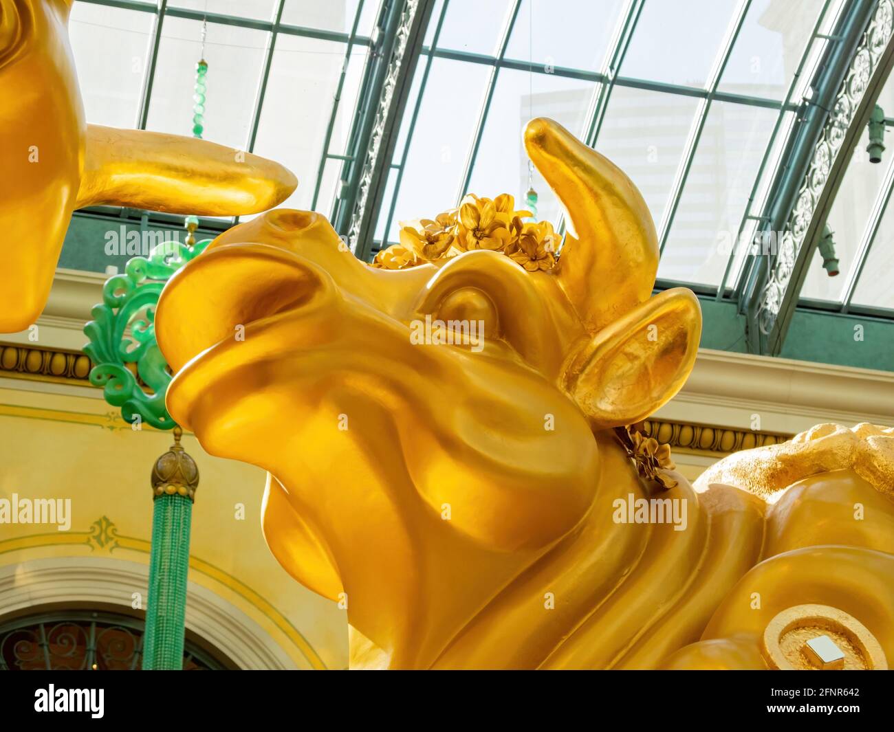 Las Vegas, 11 FÉVRIER 2021 - décoration chinoise du nouvel an dans le conservatoire et les jardins botaniques du Bellagio Banque D'Images