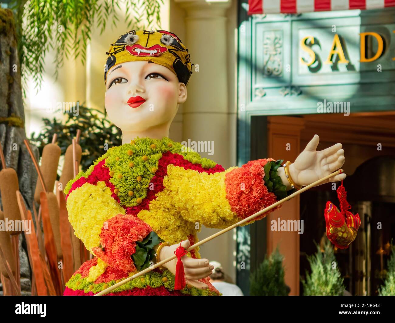 Las Vegas, 11 FÉVRIER 2021 - décoration chinoise du nouvel an dans le conservatoire et les jardins botaniques du Bellagio Banque D'Images