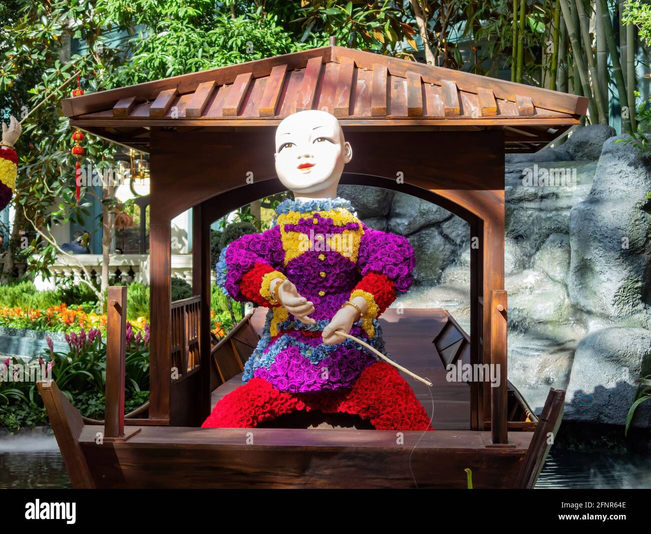 Las Vegas, 11 FÉVRIER 2021 - décoration chinoise du nouvel an dans le conservatoire et les jardins botaniques du Bellagio Banque D'Images