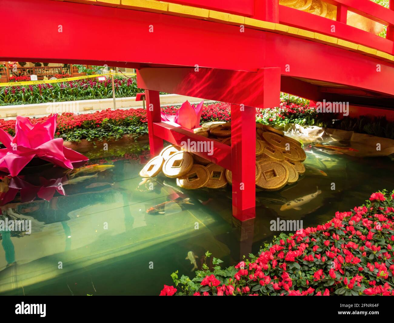 Las Vegas, 11 FÉVRIER 2021 - décoration chinoise du nouvel an dans le conservatoire et les jardins botaniques du Bellagio Banque D'Images