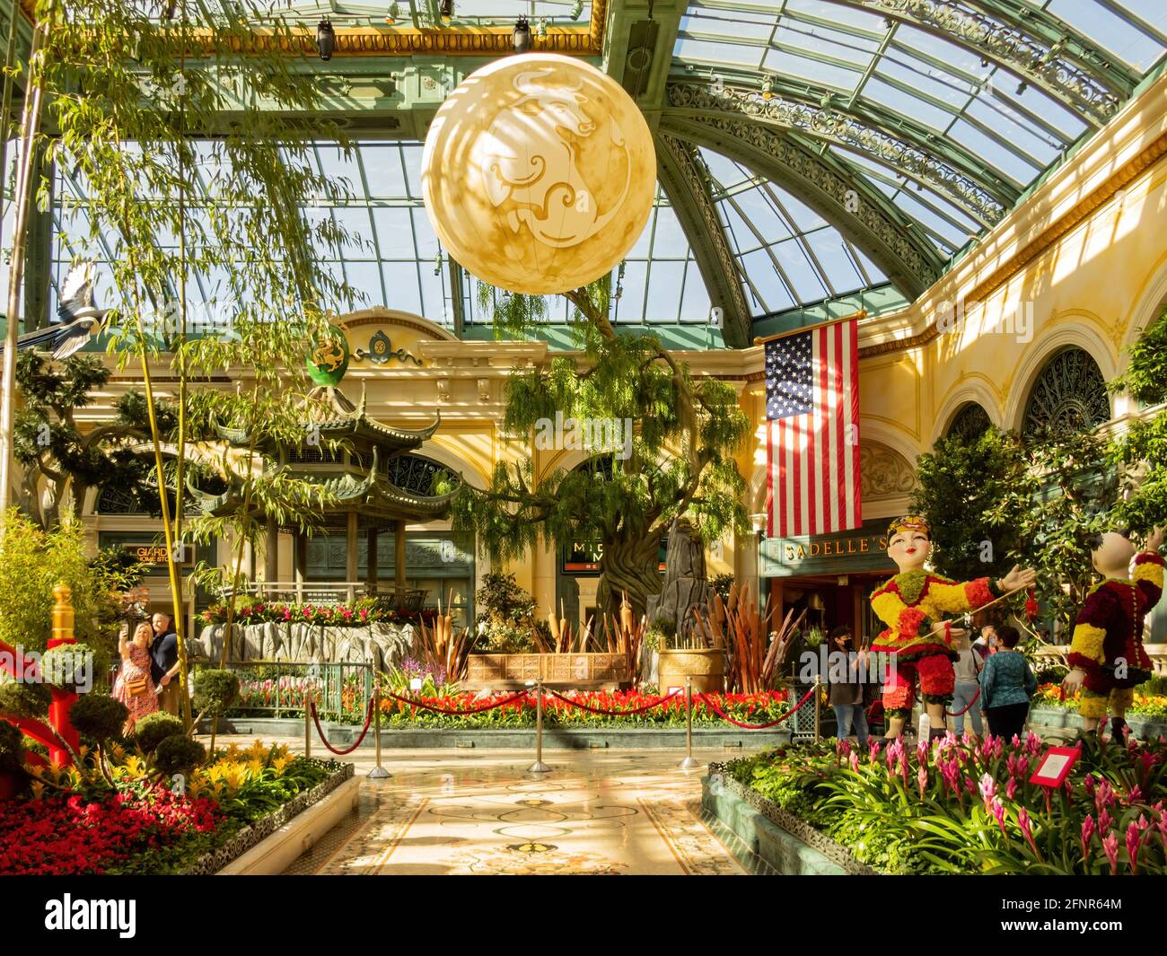 Las Vegas, 11 FÉVRIER 2021 - décoration chinoise du nouvel an dans le conservatoire et les jardins botaniques du Bellagio Banque D'Images