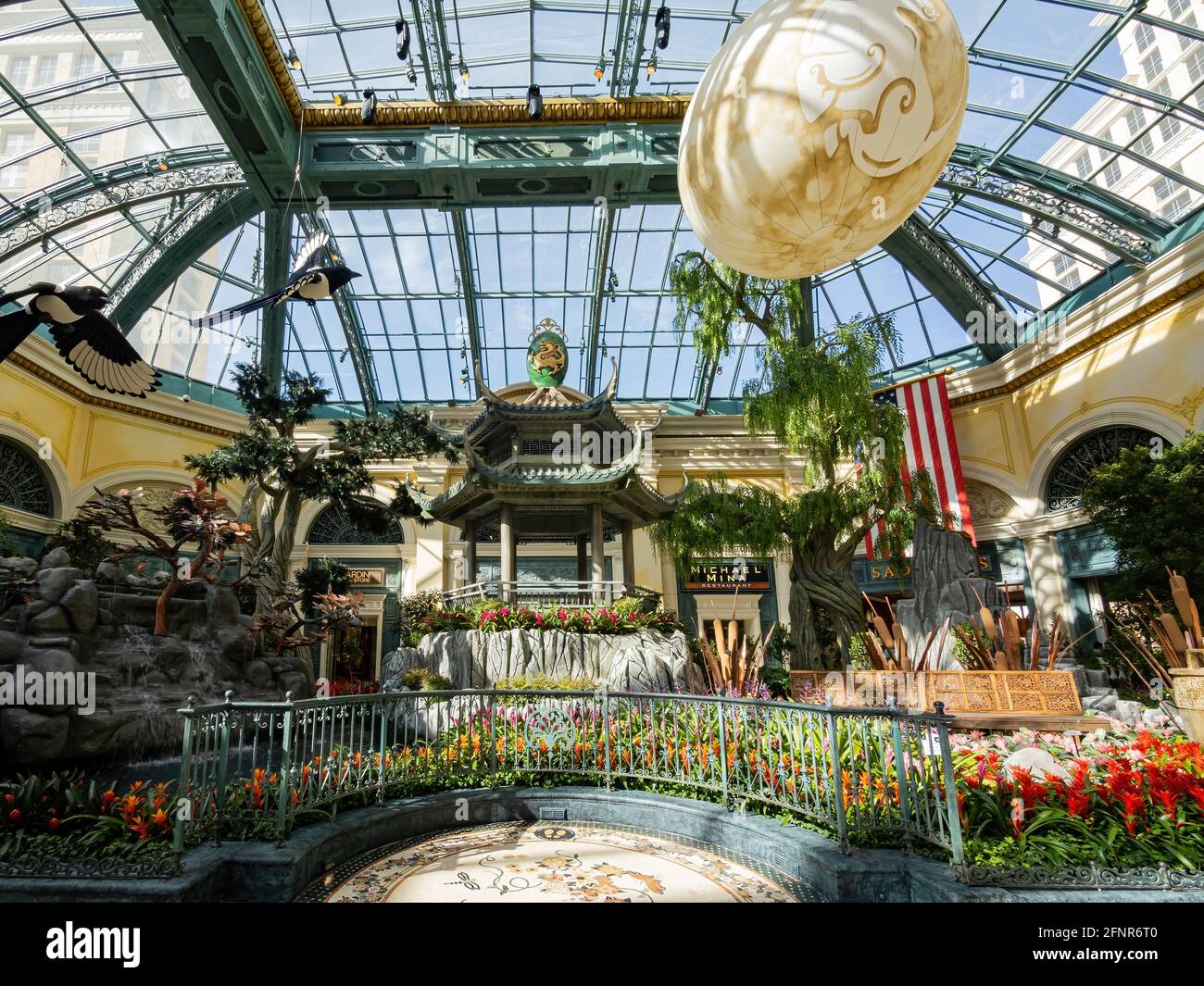 Las Vegas, 11 FÉVRIER 2021 - décoration chinoise du nouvel an dans le conservatoire et les jardins botaniques du Bellagio Banque D'Images