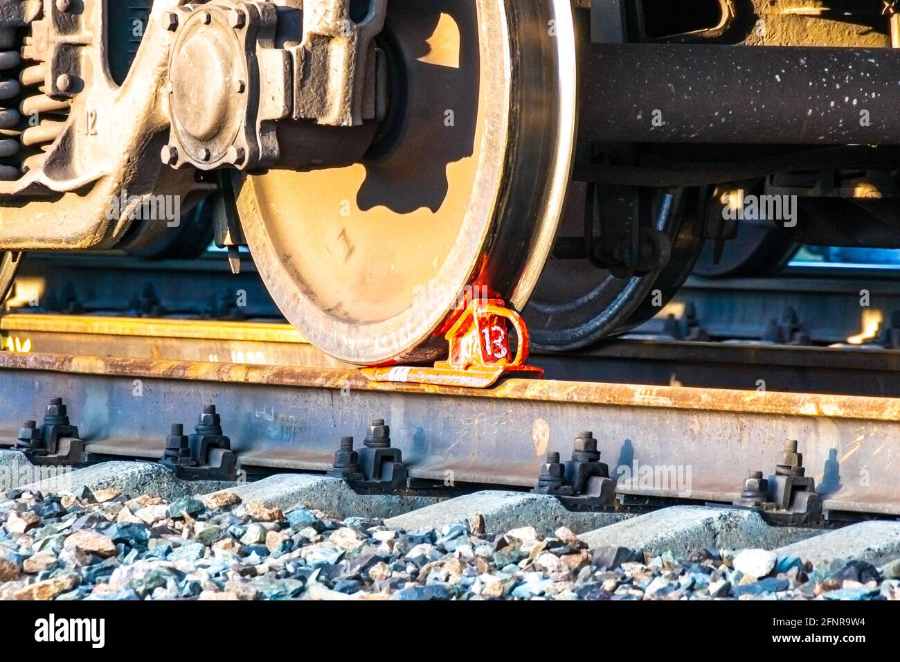 travail de manœuvre - formation d'un nouveau train sur le parking suivi après le dédouanement du fret Banque D'Images