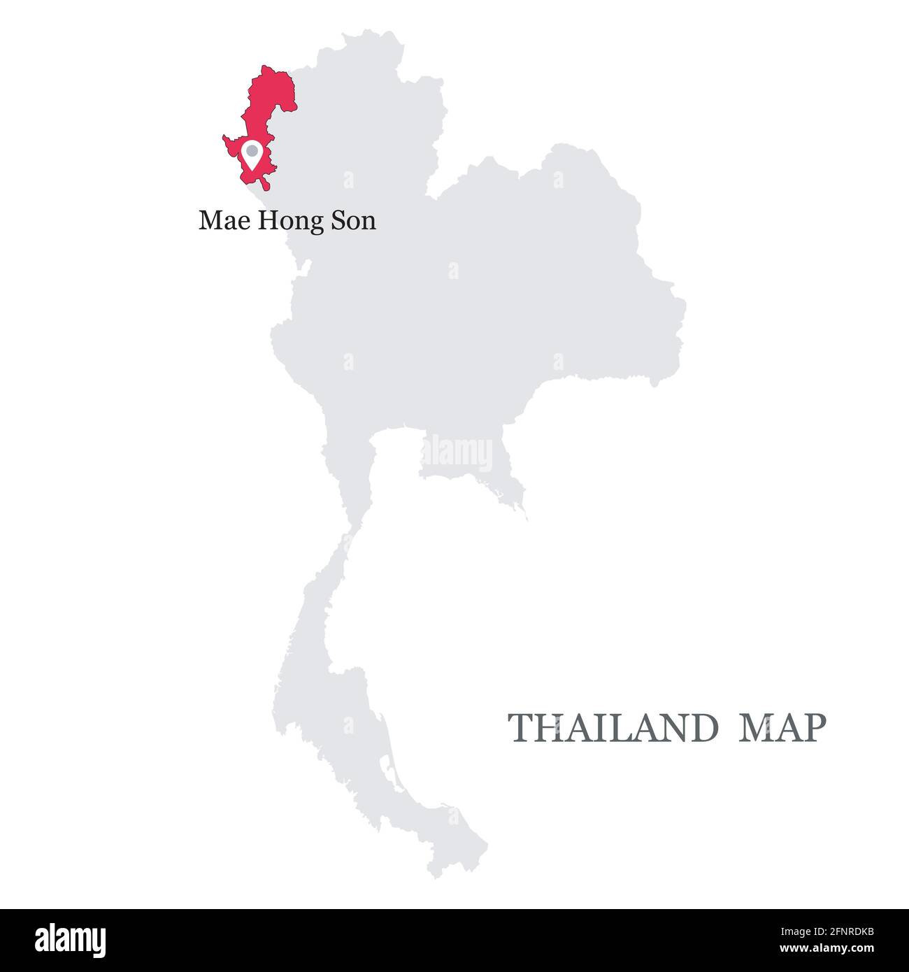 Cartes de la Thaïlande du Nord avec 9 province, Chiang mai, Chiang rai, Phrae, Phayao, Lampang, Lamphun, Uttaradit, Nan et PIN sur la province de Maehhongson Illustration de Vecteur