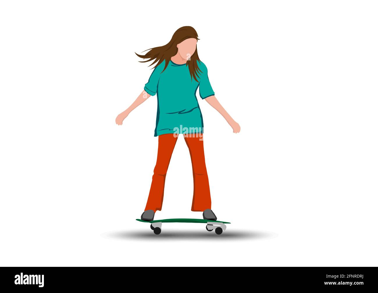personnage de dessin animé de fille d'image vectorielle sur un skateboard  ou sur le surf illustration skate sur fond blanc Image Vectorielle Stock -  Alamy