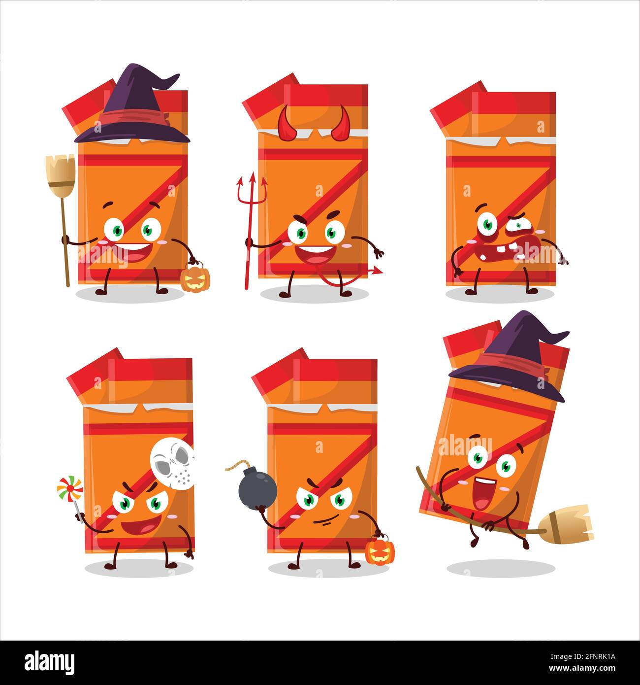 Émoticônes d'expression d'Halloween avec personnage de dessin animé de gomme à bulles orange. Illustration vectorielle Illustration de Vecteur
