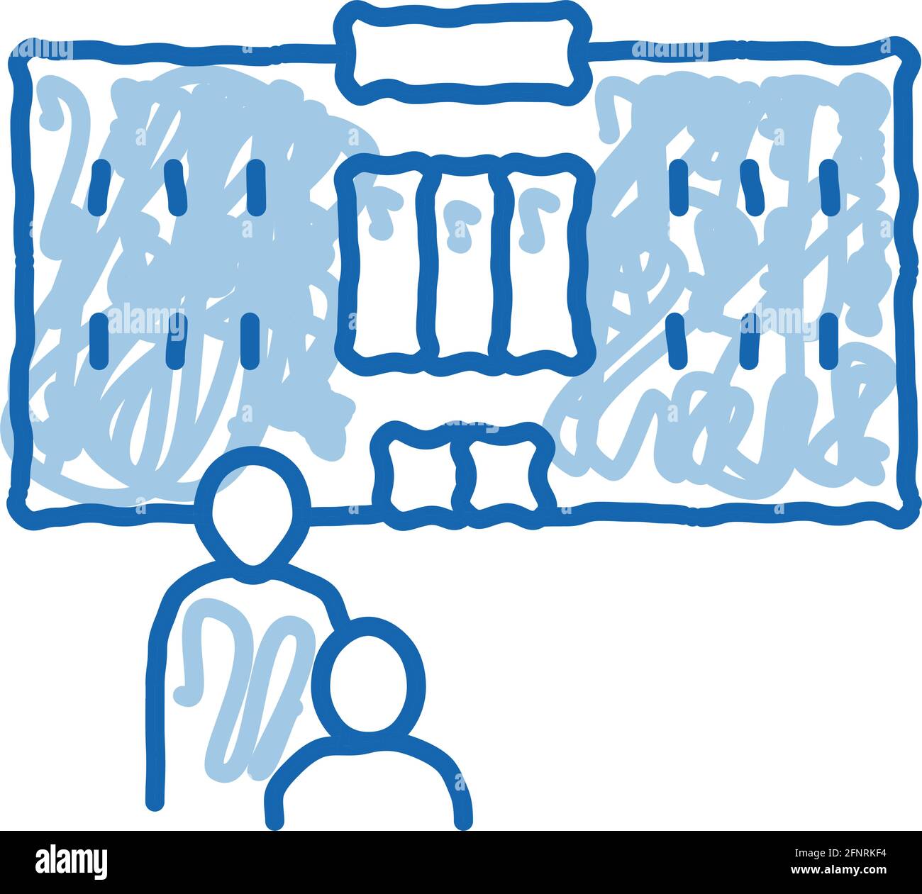 illustration dessinée à la main de l'icône du bâtiment préscolaire Illustration de Vecteur