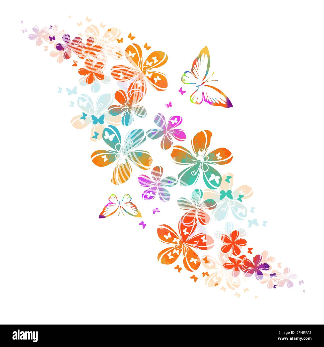 Abstraction avec fleurs et papillons simples et mignons et colorés. Illustration vectorielle Illustration de Vecteur