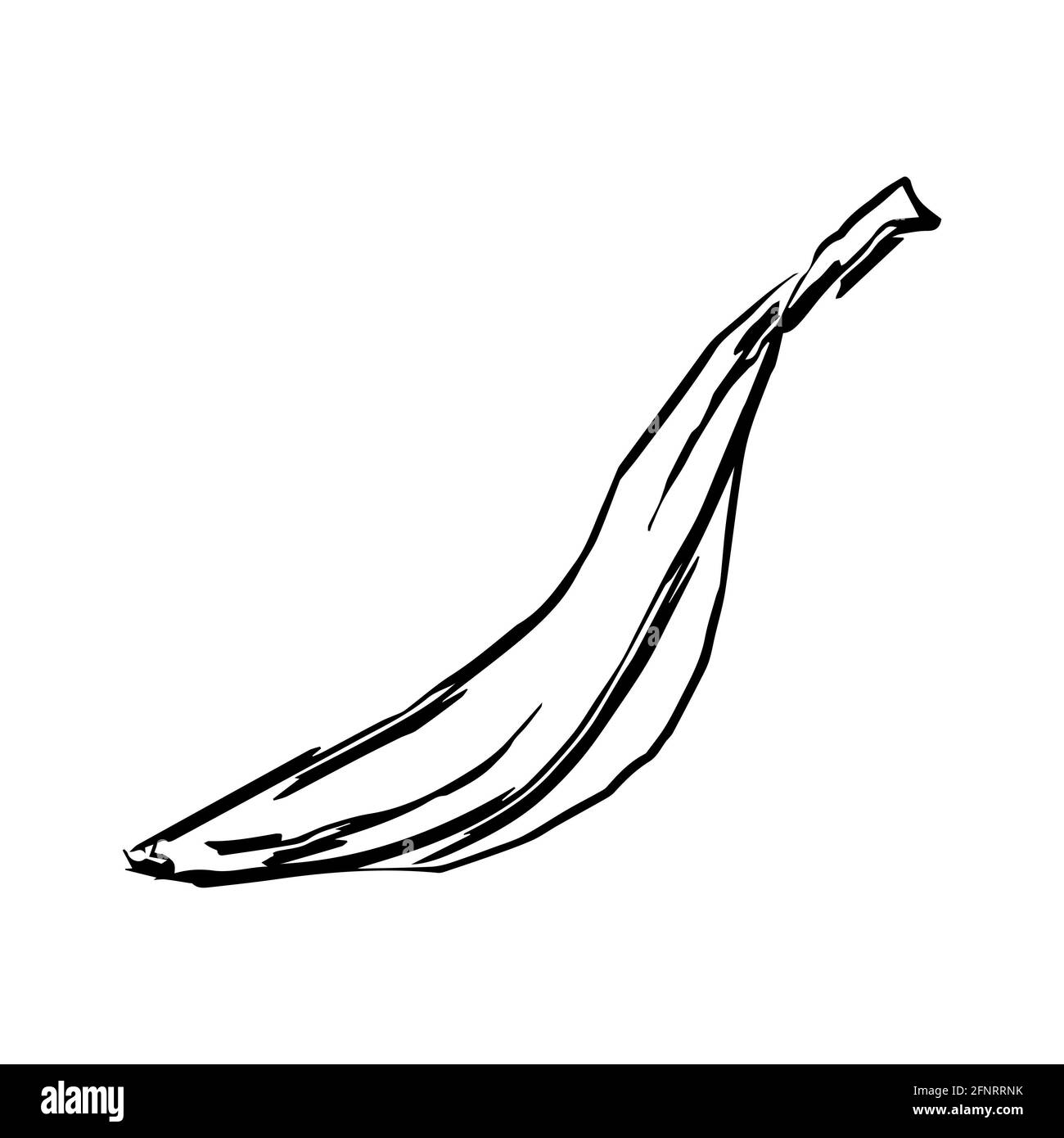 vecteur de contour de dessin noir et blanc de banane Banque D'Images