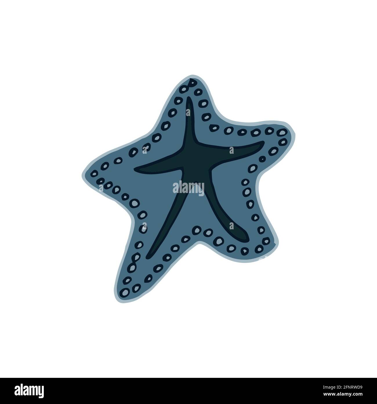 starfish mer vecteur isolé main dessin esquisse bleu Banque D'Images