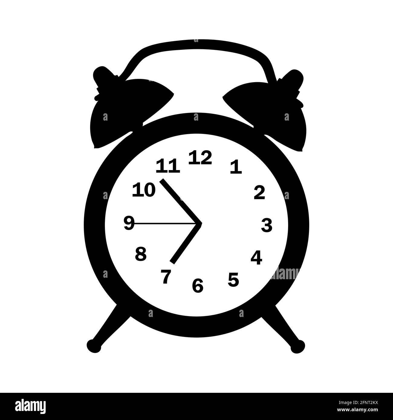 Icône de réveil isolée sur fond blanc. Pictogramme de silhouette de l'ancienne horloge. Logo classique de montre vintage.conception plate simple.Illustration vectorielle de stock Illustration de Vecteur