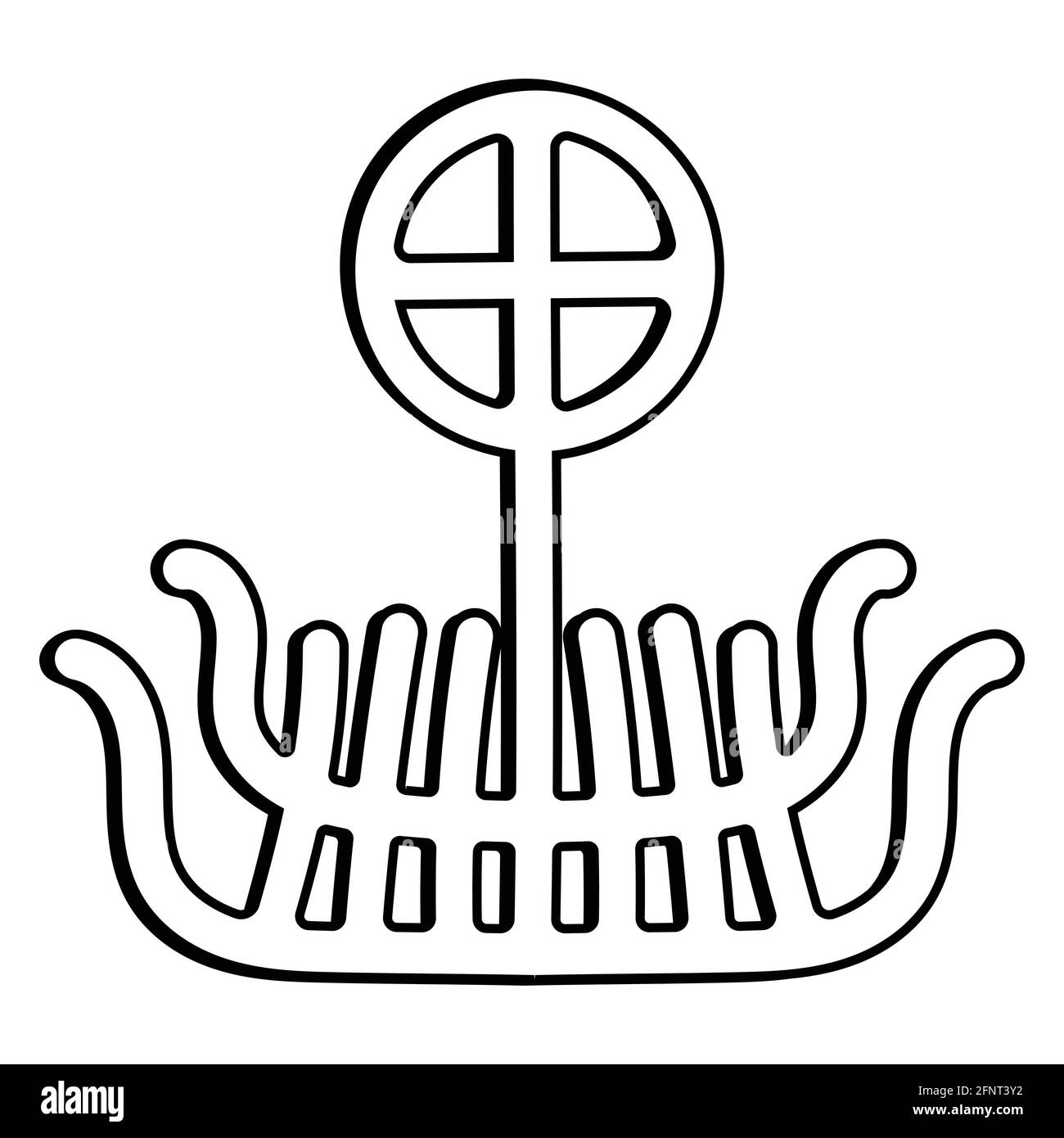 Une ancienne image scandinave d'un navire viking Drakkar, isolé sur une illustration vectorielle blanche Illustration de Vecteur